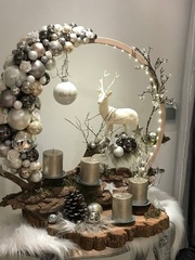 Ветка со снегом искусственная, коряга, дерево искусственное, зимний декор, 24 см, набор 10 штук.