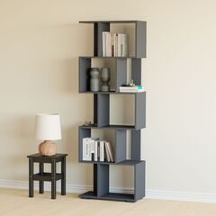 Стеллаж деревянный напольный Фаллет 5 полок 60х30х177 см для игрушек и для книг, антрацит