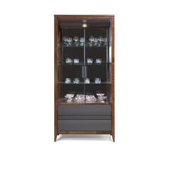 АСПЕН Шкаф-витрина 2дв. ГМ 1622Е/дуб (АНТРАЦИТ/ТАБАК)