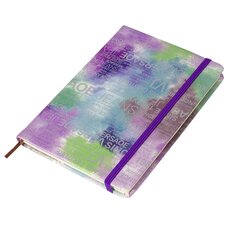 
          Записная книжка, А5, Alingar, 7БЦ, ПВХ (печать на мокром шелке), на резинке, клетка, 95 л., "Трендовые надписи", сиреневый