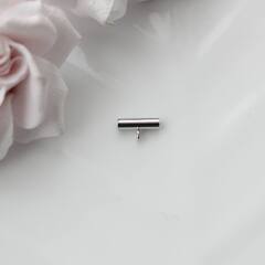 Трубочка с петелькой, спейсер, 10*3 мм, родий, П614