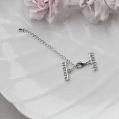 Замочек карабин с коннектором 12*6 мм с для многорядных колье, 4 нити, родий, З084