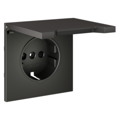 Накладка для розетки с заземлением, защитными шторками и крышкой, S70 (титан)