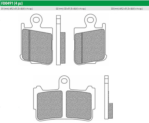 FD0491SP Тормозные колодки дисковые мото ROAD TT Pro SINTERED (FDB2259ST)  NEWFREN