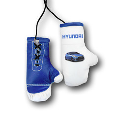 Перчатки боксерские комбинированные "Hyundai авто", белые с синим