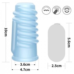 Насадка на пенис с вибрацией Spiral Knights Ring  (10*3,6) голубая