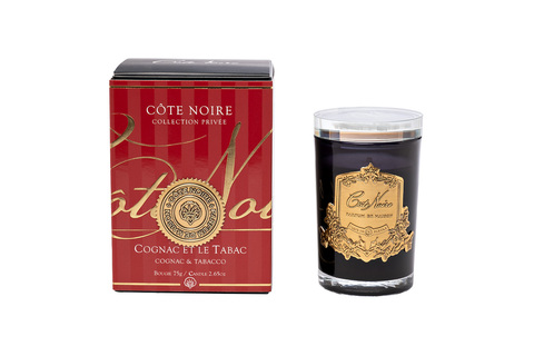 Свеча ароматическая 75г Cote Noire Cognac/Tobacco в стеклянном стакане