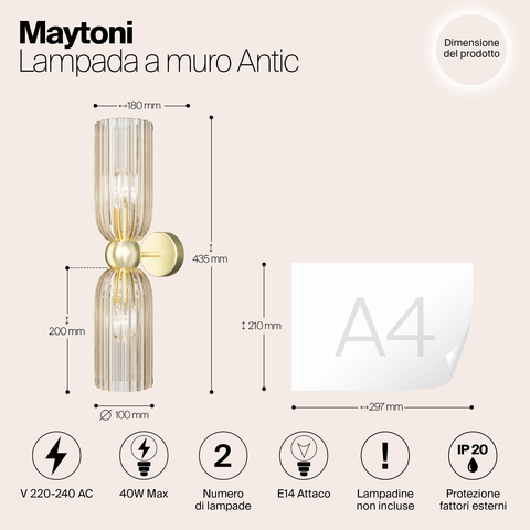 Настенный светильник Maytoni Antic MOD302WL-02CG