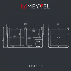 Компрессорный автохолодильник Meyvel AF-H115D (Двухкамерный, 12/24V, 110/220V опционально, 115л)