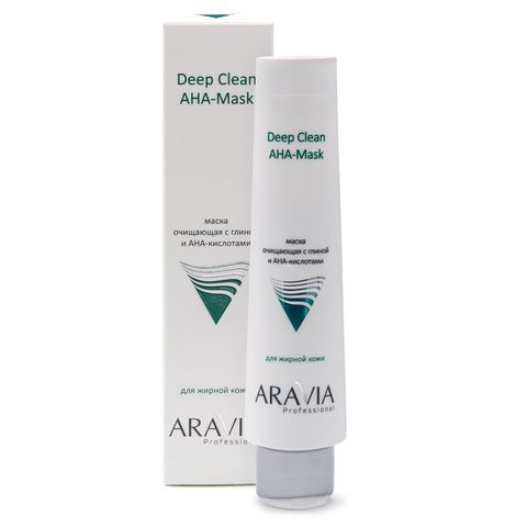 Маска для лица очищающая с глиной и АНА-кислотами Deep Clean AHA-Mask, 100мл, ARAVIA Professional