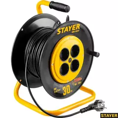 STAYER MS-207 ПВС 2х0.75 30м 2200Вт, Удлинитель на катушке (55073-30)