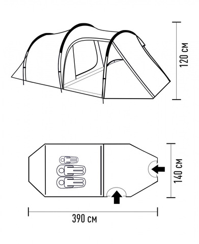 Картинка палатка туристическая Talberg Mira 2-3 зеленый - 2