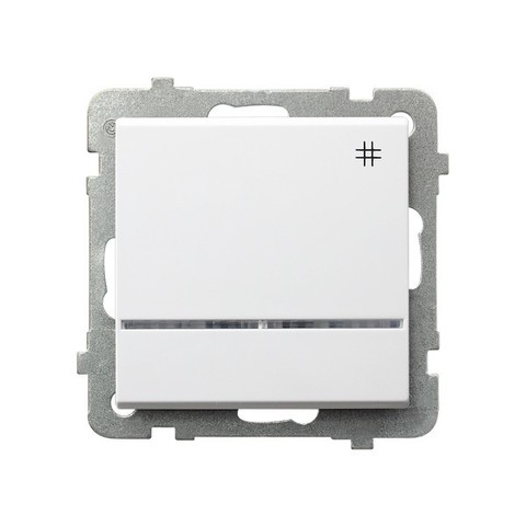 Выключатель/переключатель одноклавишный с подсветкой, промежуточный(перекрёстный схема 7). Цвет Белый. Ospel. Sonata. LP-4RS/m/00