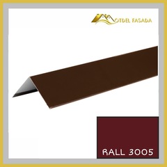 Планка угла внешнего простая 10*75*75*10 RALL 3005-Красное вино 2м