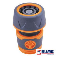 Универсальный коннектор для шланга 3/4" с аквастопом, мягкий пластик,  Belamos (Беламос)