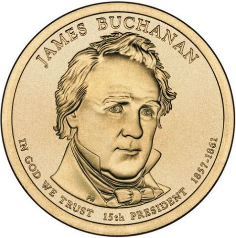 1 доллар 15-й президент США Джеймс Бьюкенен 2010 год