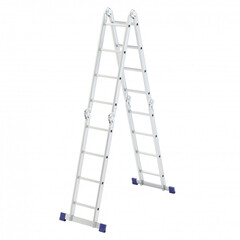 Лестница-трансформер, 4 х 4 ступени, до 5,15 м, шарнирная, алюминиевая, Сибртех, 97882