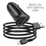 Комплект АЗУ на 2 USB + кабель USB на Lightning 1м Hoco Z39 с быстрой зарядкой 18 Вт (Черный) Автомобильное зарядное устройство