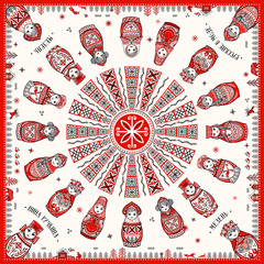 Платок «Матрешки. Мезень»