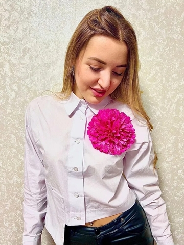 Брошь женская из фоамирана/Цветок на одежду/Заколка для волос/цвет фуксия, диаметр 15см