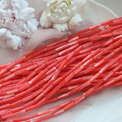 Перламутр натуральный цвет красный, бусина цилиндр 14*4 мм, ПР095