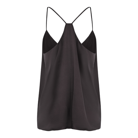 Топ шелковый на подкладке Mollen ежевично-черный