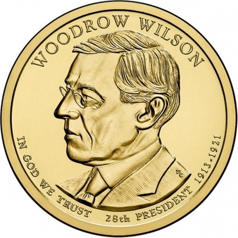 1 доллар 28-й президент США Вудро Вильсон 2013 год