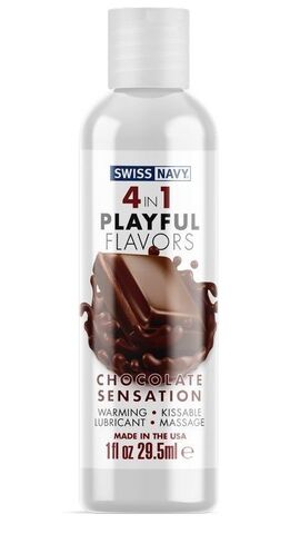 Массажный гель 4-в-1 Chocolate Sensation с ароматом шоколада - 29,5 мл. - Swiss navy 4-in-1 Playful Flavors SN4N1FCS1