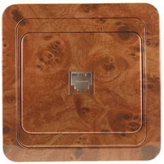 СВЕТОЗАР Гамма, телефонная, одинарная, цвет орех, электрическая розетка (SV-54117-N)