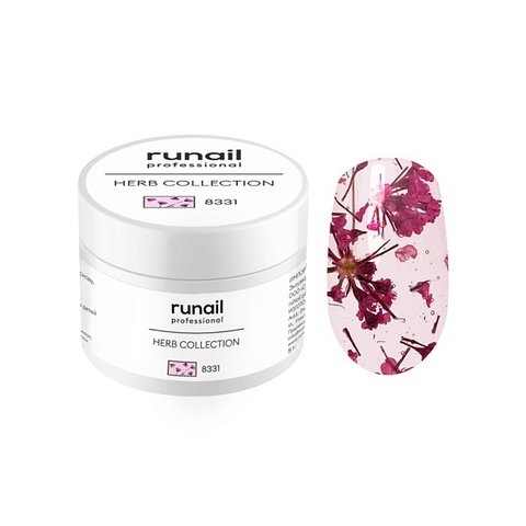 RuNail Гель-лак с сухоцветами Herb collection, 5г амарантово-розовый
