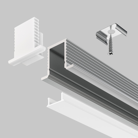 Алюминиевый профиль Maytoni встраиваемый с накладным фланцем 12×9 (Серебро, 2 м), ALM-1209-S-2M