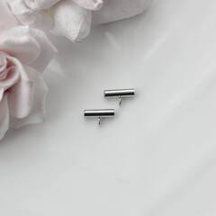 Трубочка с петелькой, спейсер, 10*3 мм, родий, П614