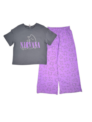 CWJG 50225-48K Пижама для девочки (футболка, брюки), Т.серый