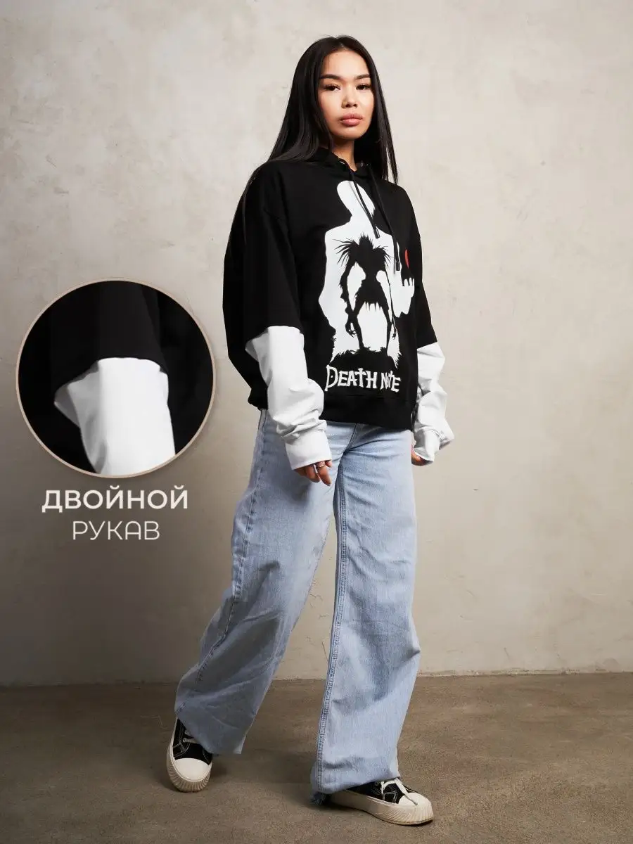 Худи женское мужское оверсайз с принтом аниме с капюшоном