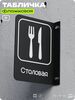 Табличка Столовая флажковая на стену, двусторонняя с крепежом, 19 х 25 см, для офиса, кафе, ресторана, серия COSMO, Айдентика Технолоджи