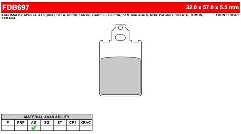 FDB697EF Тормозные колодки дисковые MOTO, блистер 2 шт