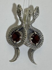 Змея (серьги из серебра)