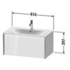 Duravit XViu Тумба подвесная 610x800x480мм, для раковины #234483, 1 ящик, цвет: walnut dark/черный матовый XV40340B221