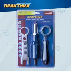 Заклепочник ПРАКТИКА насадка для шуруповерта для заклепок 2,4-4,8 мм металлический корпус (919-648)