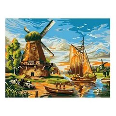 Холст с красками (Рыжий Кот) 30х40 см по номерам. Пышный букет пионов х-7888