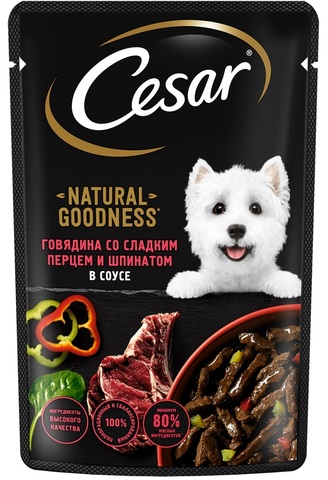 Cesar пауч для собак (говядина, паприка, шпинат) 80 гр