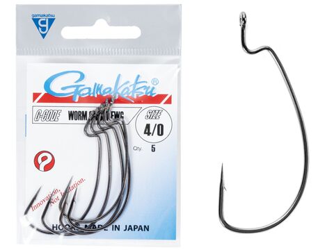 Крючки офсетные Gamakatsu WORM OFFSET EWG HOOKS BLACK №4/0, 5шт.