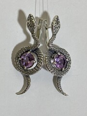 Змея (серьги из серебра)