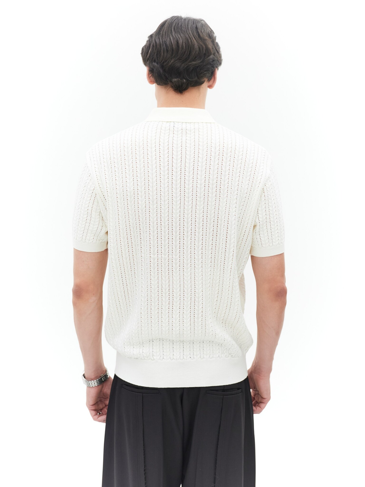 Футболка поло мужская LAWLESS вязка (белый)