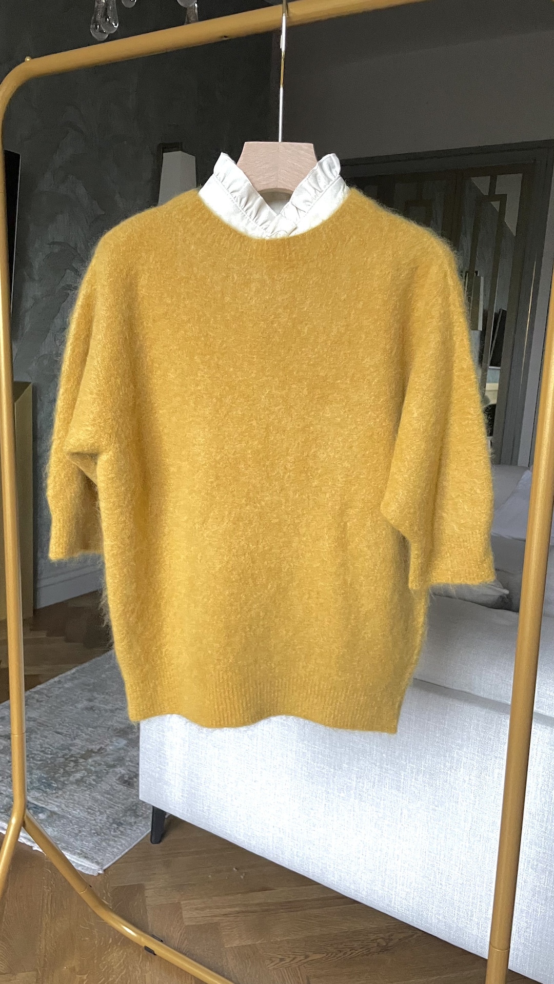Джемпер с коротким рукавом из альпаки и овечьей шерсти PREMIUM QUALITY