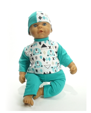 Трикотажный костюм - на кукле. Одежда для кукол, пупсов и мягких игрушек.