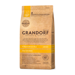 Grandorf 4Meat & Brown Rice Adult Mini Сухой корм для взрослых собак мелких пород Четыре вида мяса с бурым рисом низкозерновой