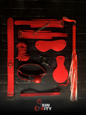 Набор BDSM из 8-ми предметов (красный)