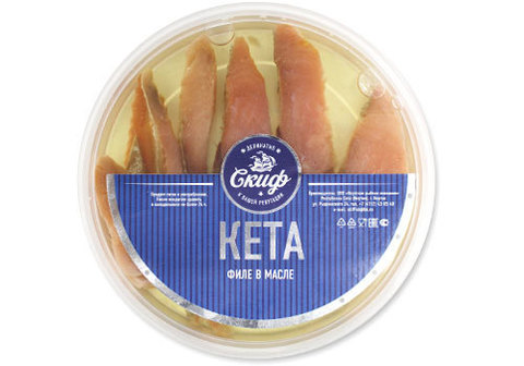Кета х/к филе в масле, 180г