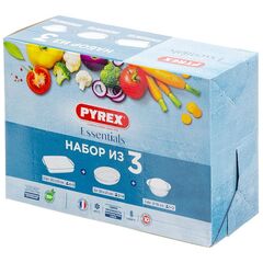 Форма для выпечки стекло, 3 шт, 30х21,35х23,18 см, 2.6,2,1.4 л, с крыш, бесцвет, Pyrex, Essentials,